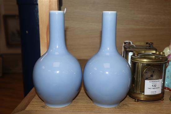 A pair of Chinese Republic period claire du lune vases height 19cm